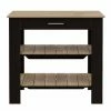 FM Furniture Brooklyn 50 Kitchen Island, Two Shelves, One Drawer Storage & Organization White - Light Oak