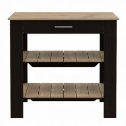 FM Furniture Brooklyn 50 Kitchen Island, Two Shelves, One Drawer Storage & Organization White - Light Oak