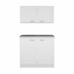 FM Furniture Perseus Cabinet Set, Two Parts Set Storage & Organization White