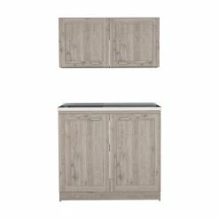 FM Furniture Perseus Cabinet Set, Two Parts Set Storage & Organization Light Grey