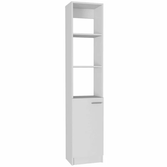 FM Furniture Kansas Linen Cabinet, Three Shelves, One Cabinet Storage & Organization Black Wengue 2 FM Furniture Kansas Linen Cabinet, Three Shelves, One Cabinet Storage & Organization Black Wengue - Image 2