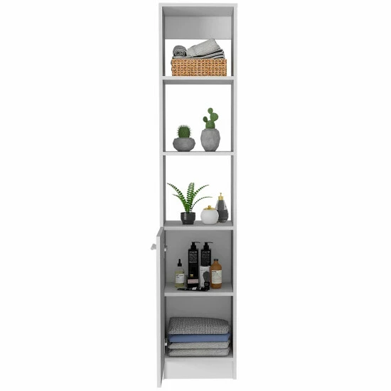 FM Furniture Kansas Linen Cabinet, Three Shelves, One Cabinet Storage & Organization Black Wengue 4 FM Furniture Kansas Linen Cabinet, Three Shelves, One Cabinet Storage & Organization Black Wengue - Image 4