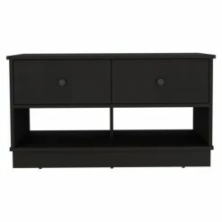 FM Furniture Tulip Storage Bench, Two Drawers, Two Shelves Stools & Benches Black Wengue