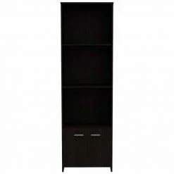 FM Furniture Nebraska Bookcase, Three Concealed Shelves, One Drawer Storage & Organization Black Wengue