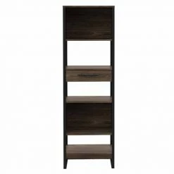 FM Furniture Manhattan Bookcase, Four Shelves, One Drawer Cognac