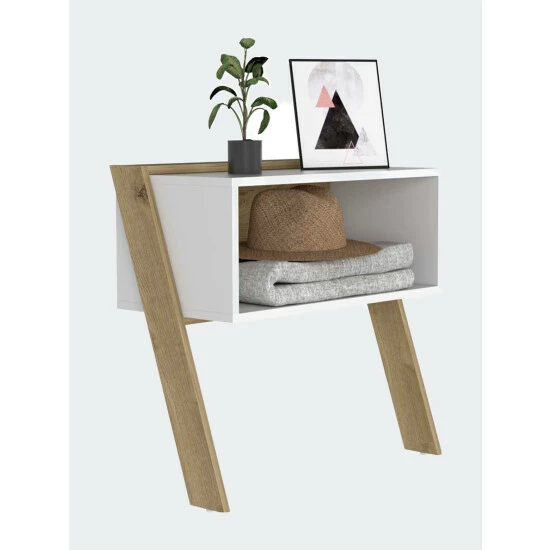 FM Furniture Denver Nightstand, One Open Shelf, Superior Top Coffee & Side Tables Light Oak-white 1 FM Furniture Denver Nightstand, One Open Shelf, Superior Top Coffee & Side Tables Light Oak-white