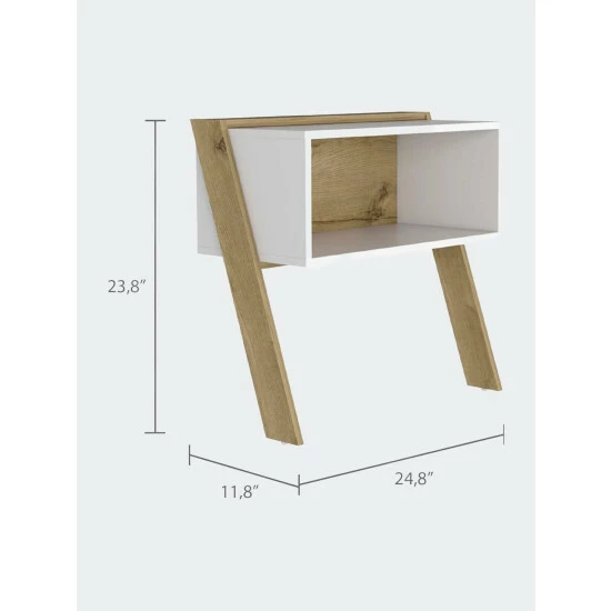 FM Furniture Denver Nightstand, One Open Shelf, Superior Top Coffee & Side Tables Light Oak-white 3 FM Furniture Denver Nightstand, One Open Shelf, Superior Top Coffee & Side Tables Light Oak-white - Image 3