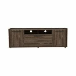 FM Furniture Novel TV Stand For TV'S Up 60", Double Door Cabinet, One Flexible Cabinet Dark Walnut