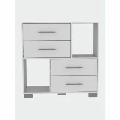 FM Furniture Sunflower Dresser, Four Drawers, Two Open Shelves Storage & Organization Black Wengue