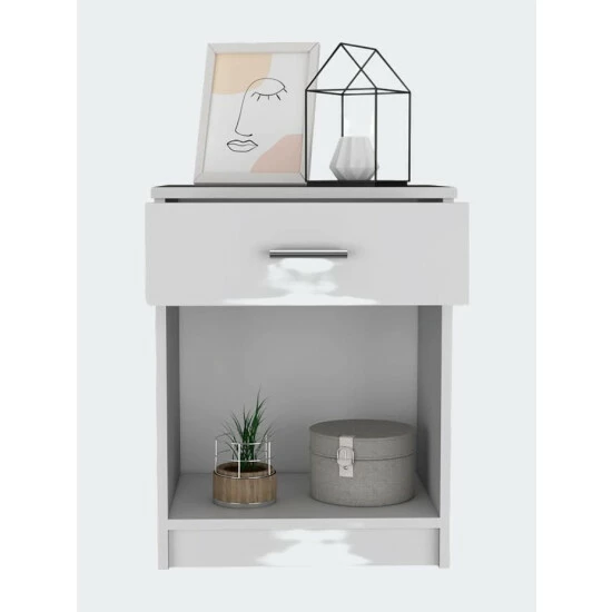 FM Furniture Pictor Nightstand, One Drawer, Lower Shelf, Superior Top Coffee & Side Tables Light Grey 3 FM Furniture Pictor Nightstand, One Drawer, Lower Shelf, Superior Top Coffee & Side Tables Light Grey - Image 3